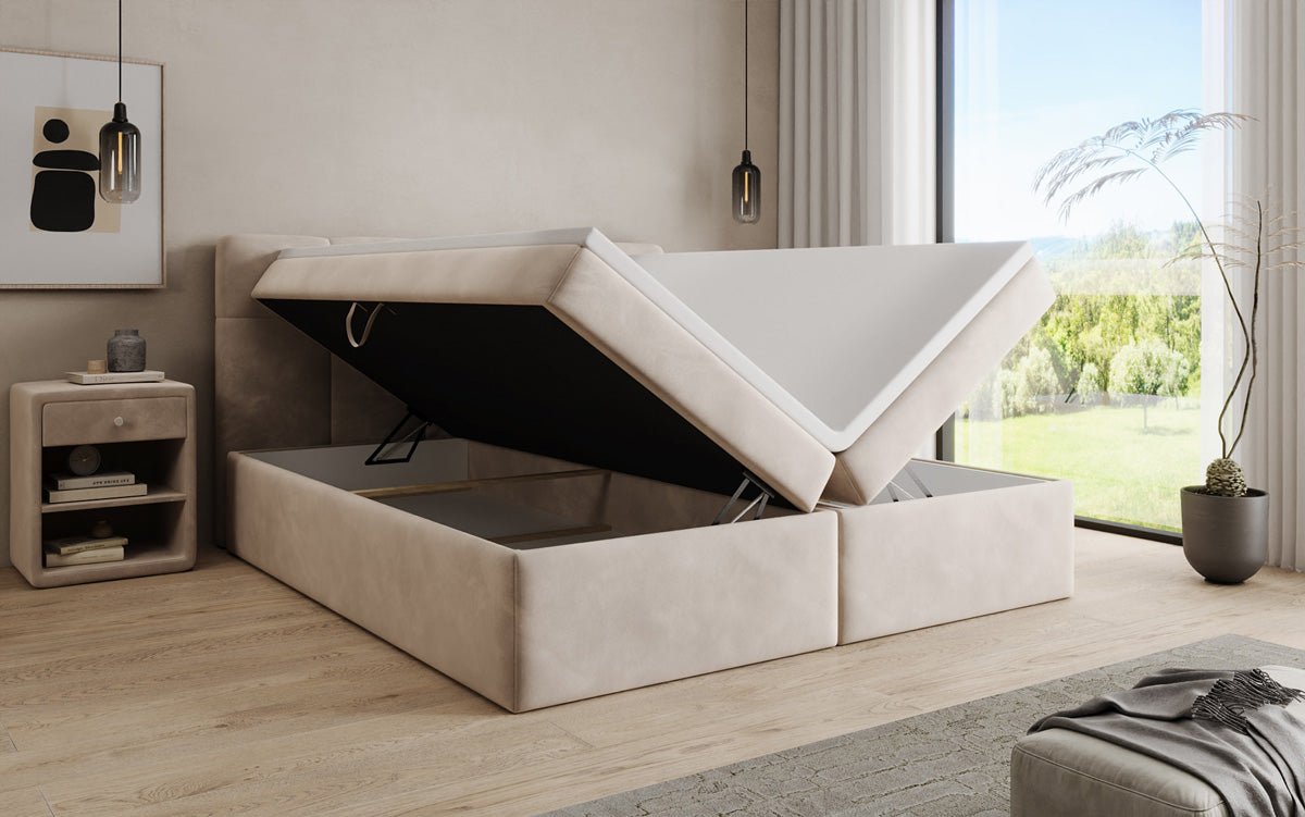 Boxspringbett Cozy II Samt mat Stauraum