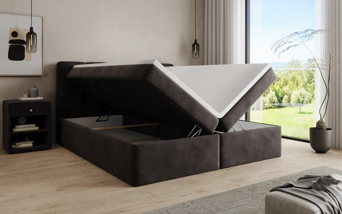 Boxspringbett Cozy II Samt mat Stauraum