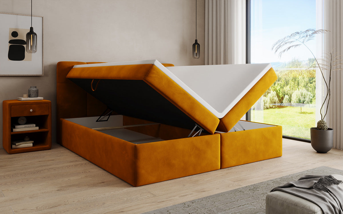 Boxspringbett Cozy II Samt mat Stauraum