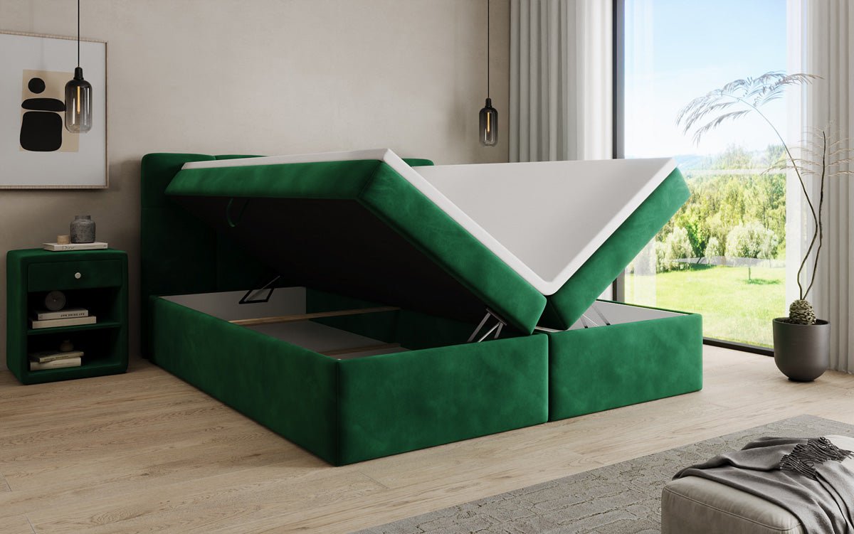 Boxspringbett Cozy II Samt mat Stauraum