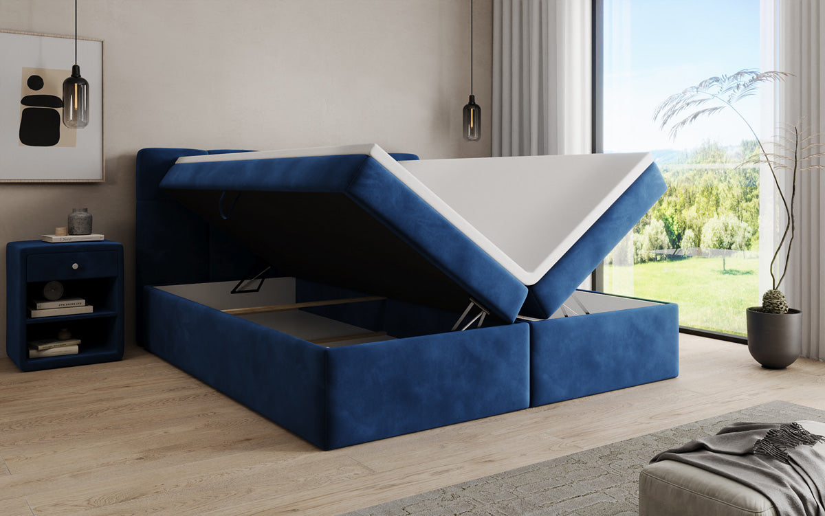 Boxspringbett Cozy II Samt mat Stauraum