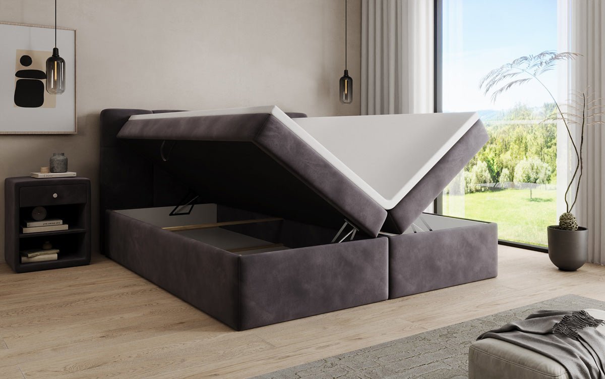 Boxspringbett Cozy II Samt mat Stauraum