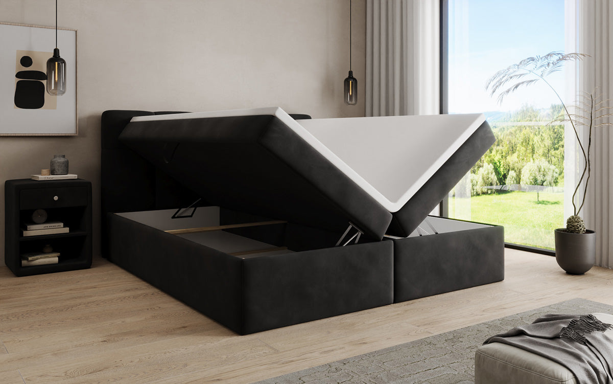 Boxspringbett Cozy II Samt mat Stauraum
