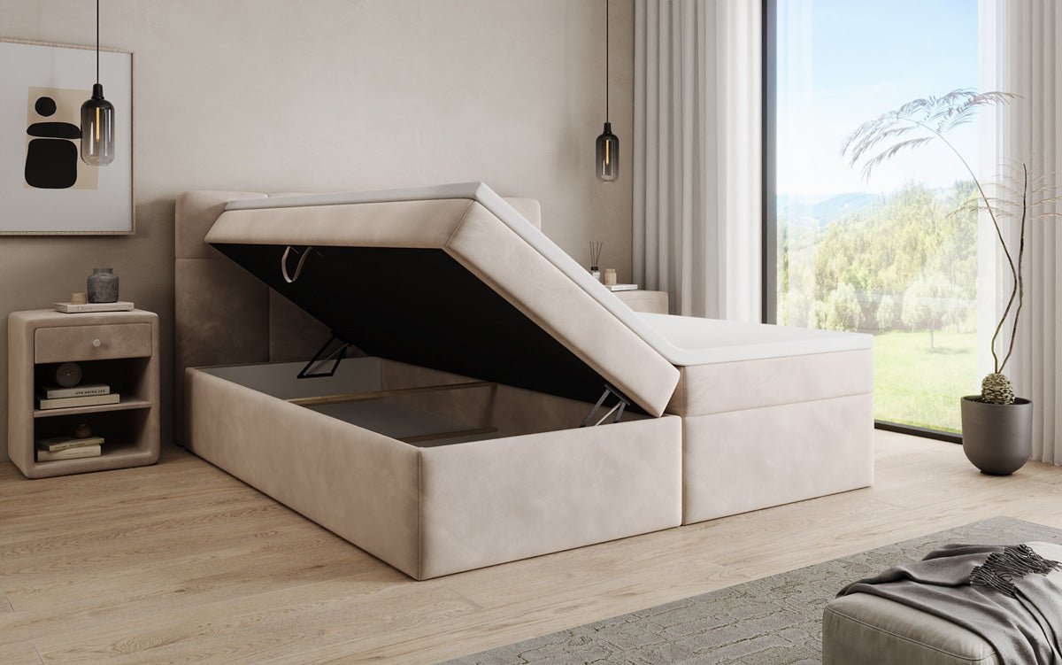 Boxspringbett Cozy II Samt mat Stauraum
