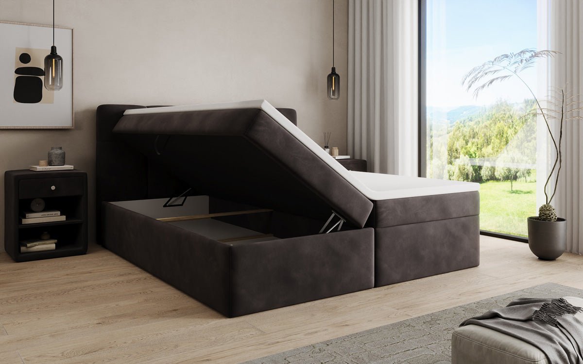 Boxspringbett Cozy II Samt mat Stauraum