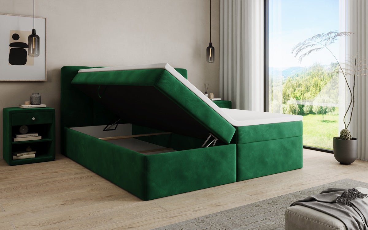 Boxspringbett Cozy II Samt mat Stauraum