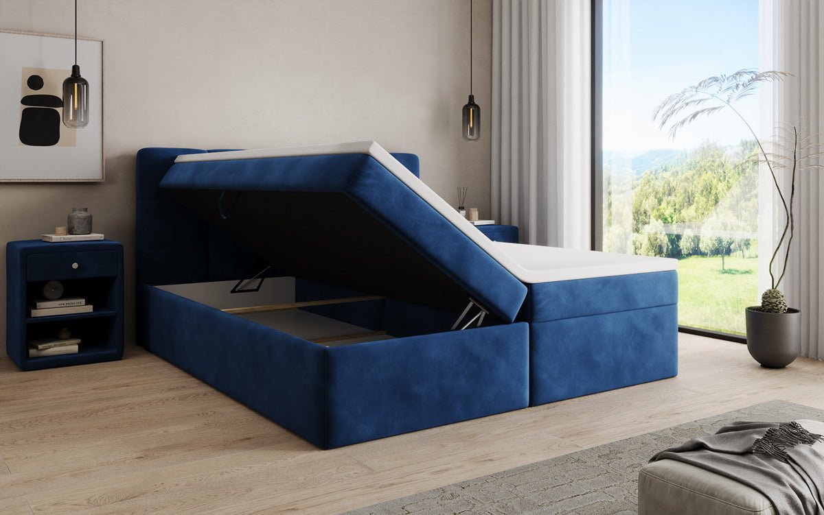 Boxspringbett Cozy II Samt mat Stauraum