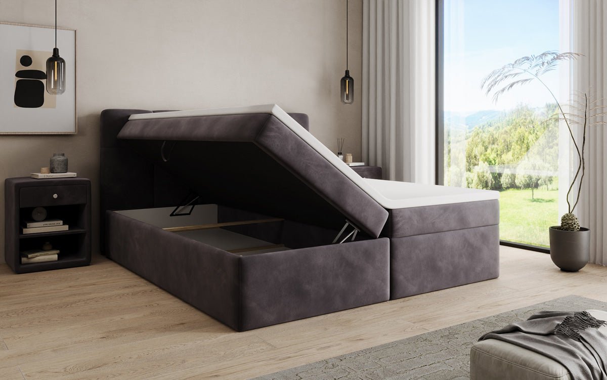 Boxspringbett Cozy II Samt mat Stauraum
