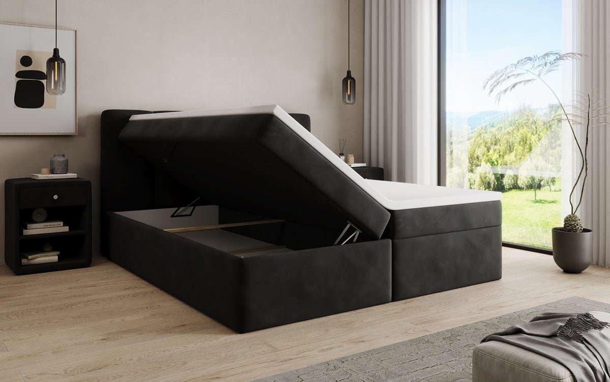 Boxspringbett Cozy II Samt mat Stauraum