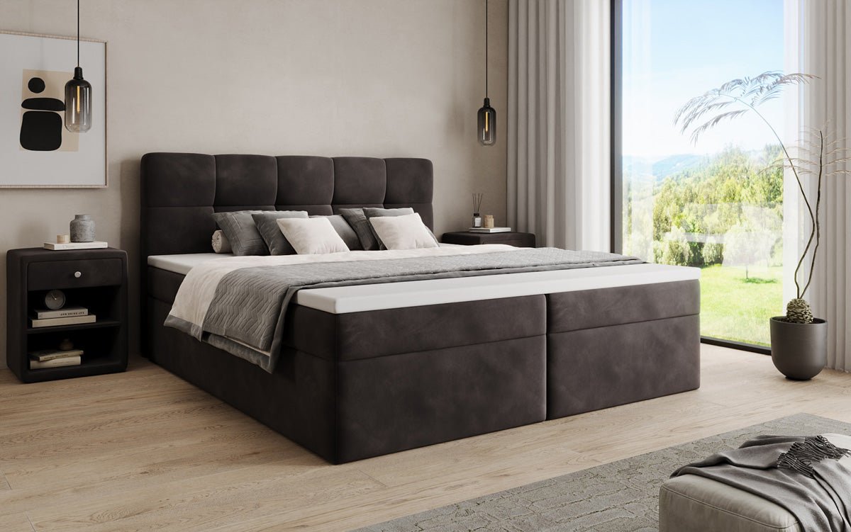 Boxspringbett Cozy II Samt mat Stauraum