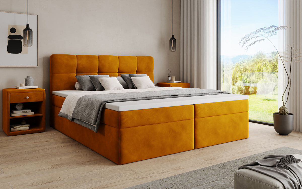 Boxspringbett Cozy II Samt mat Stauraum