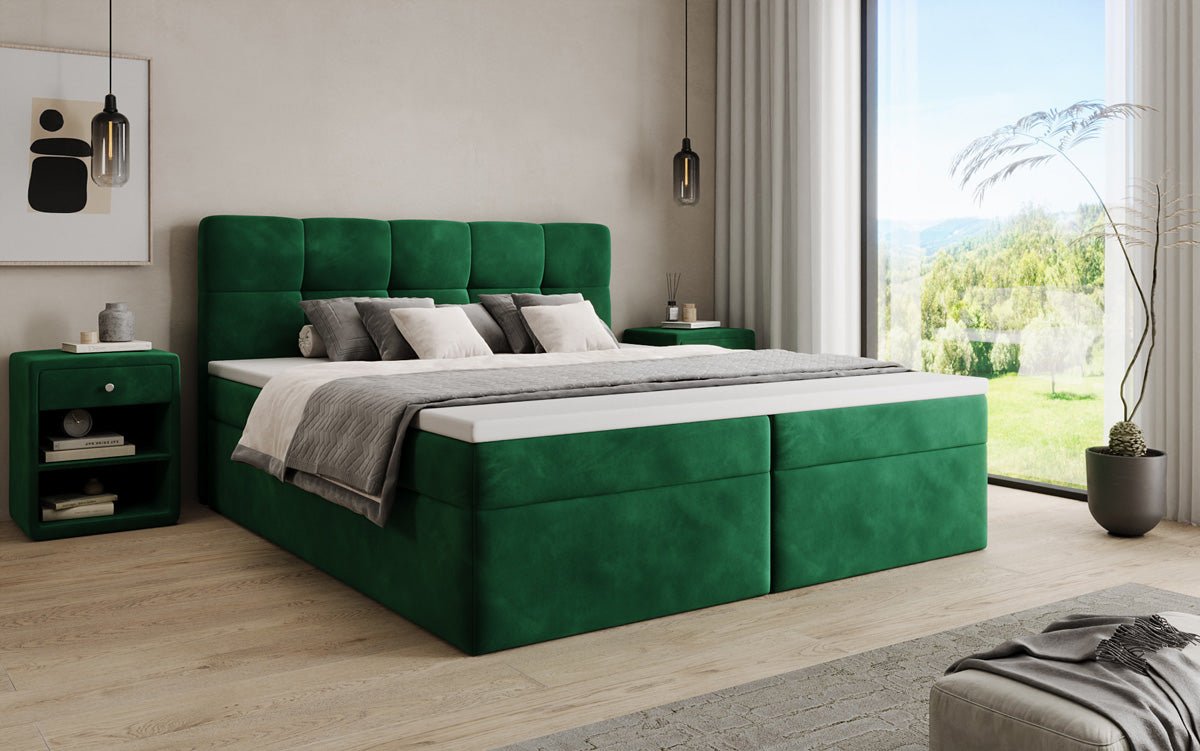Boxspringbett Cozy II Samt mat Stauraum