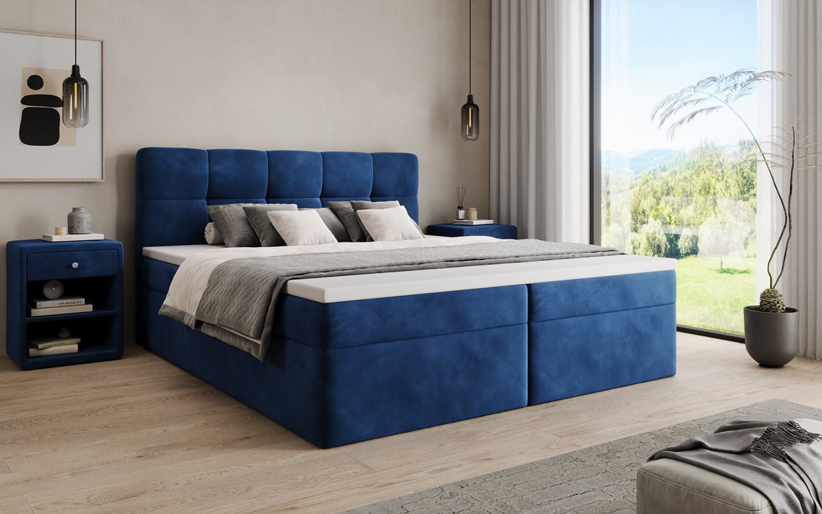 Boxspringbett Cozy II Samt mat Stauraum