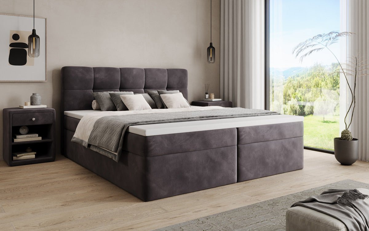Boxspringbett Cozy II Samt mat Stauraum