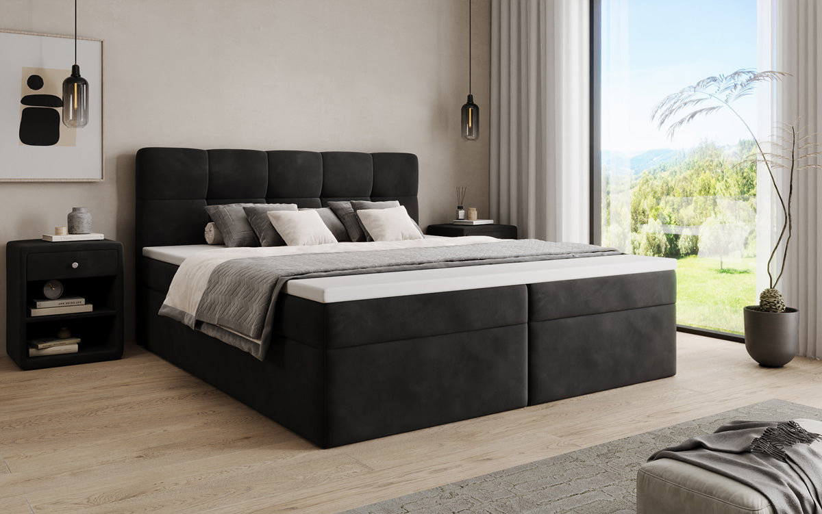 Boxspringbett Cozy II Samt mat Stauraum