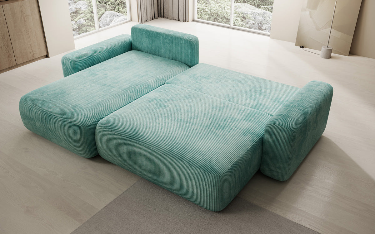Designer Ecksofa Lola mit Schlaf- und Klappfunktion in Cord