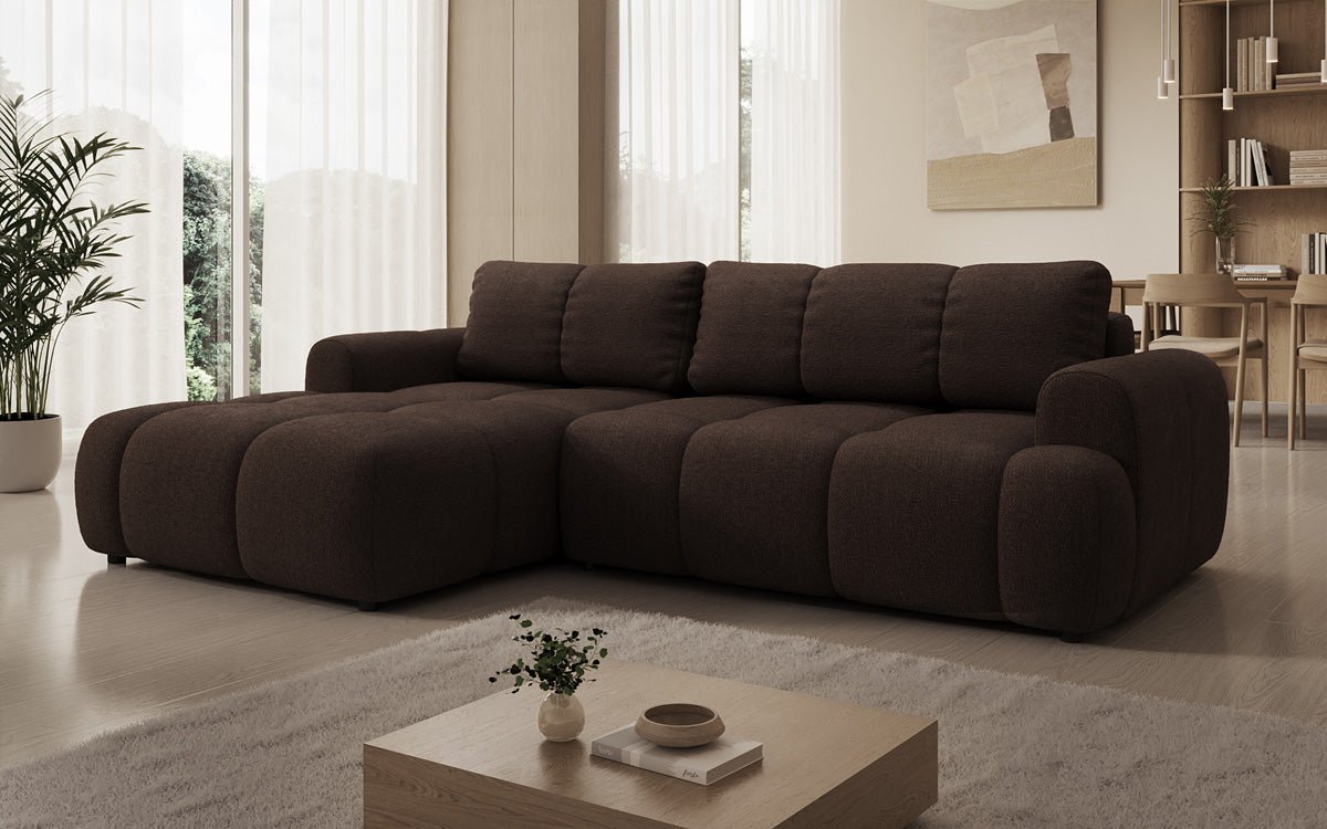 Designer Sofa Analfi L mit Schlaf- und Klappfunktion in Bouclé