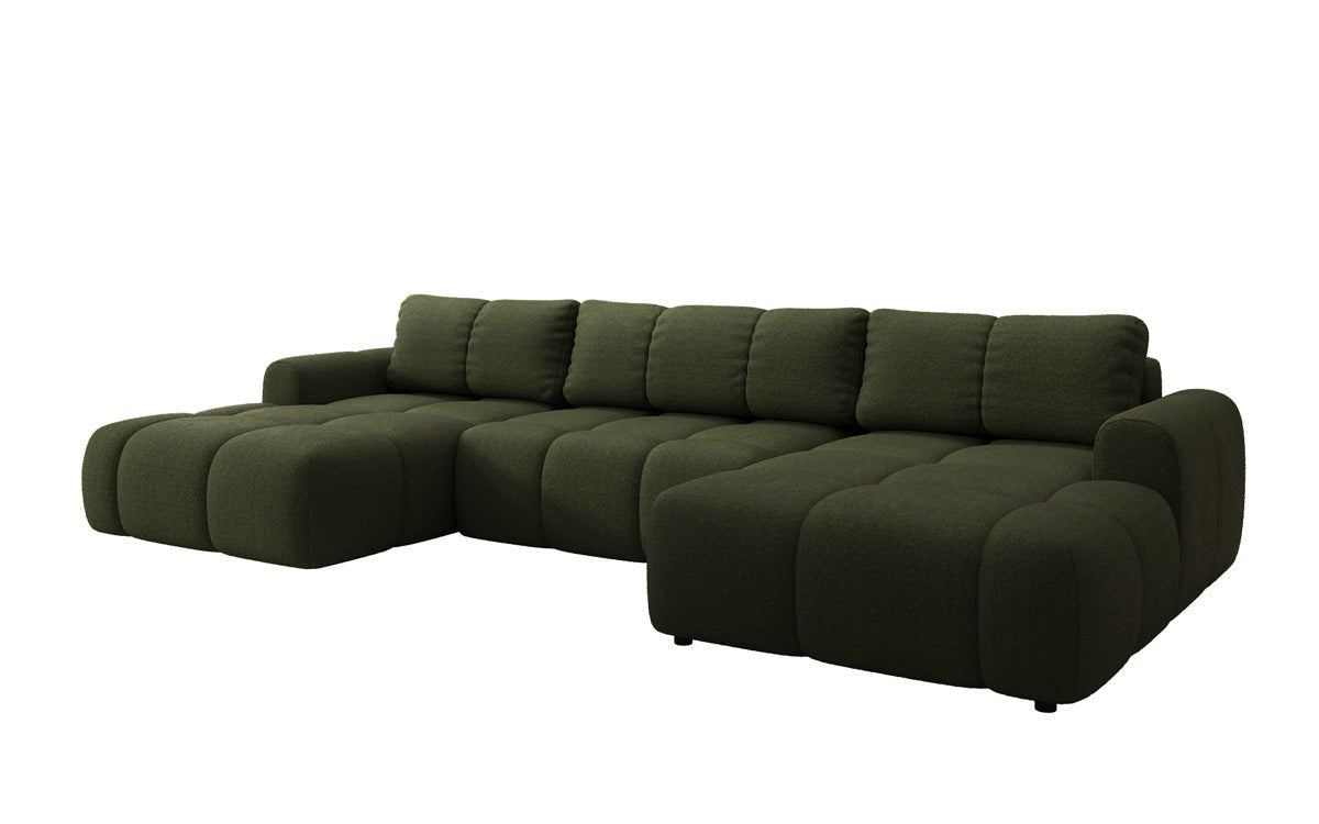 Designer Sofa Analfi U mit Schlaf- und Klappfunktion in Bouclé