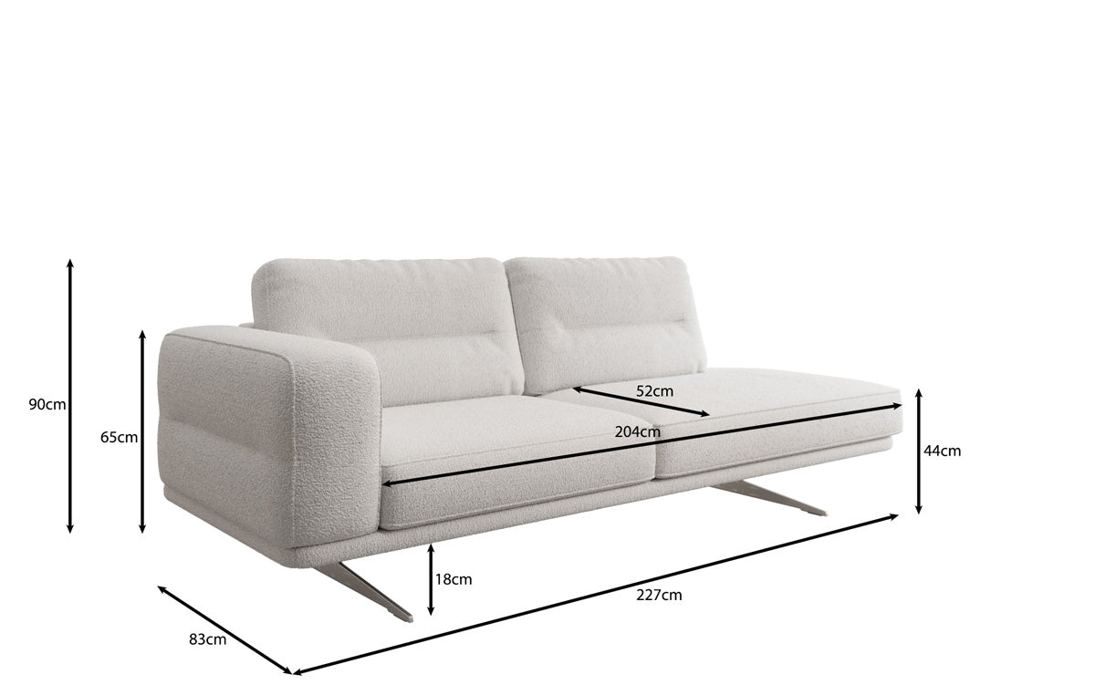 Designer-Sofa-Chaiselongue Torino aus Bouclé