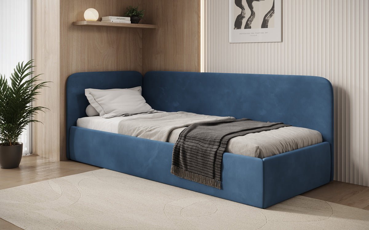 Designer-Polsterbett/Gaaschtbett/Sofa Cleo mat Stauraum