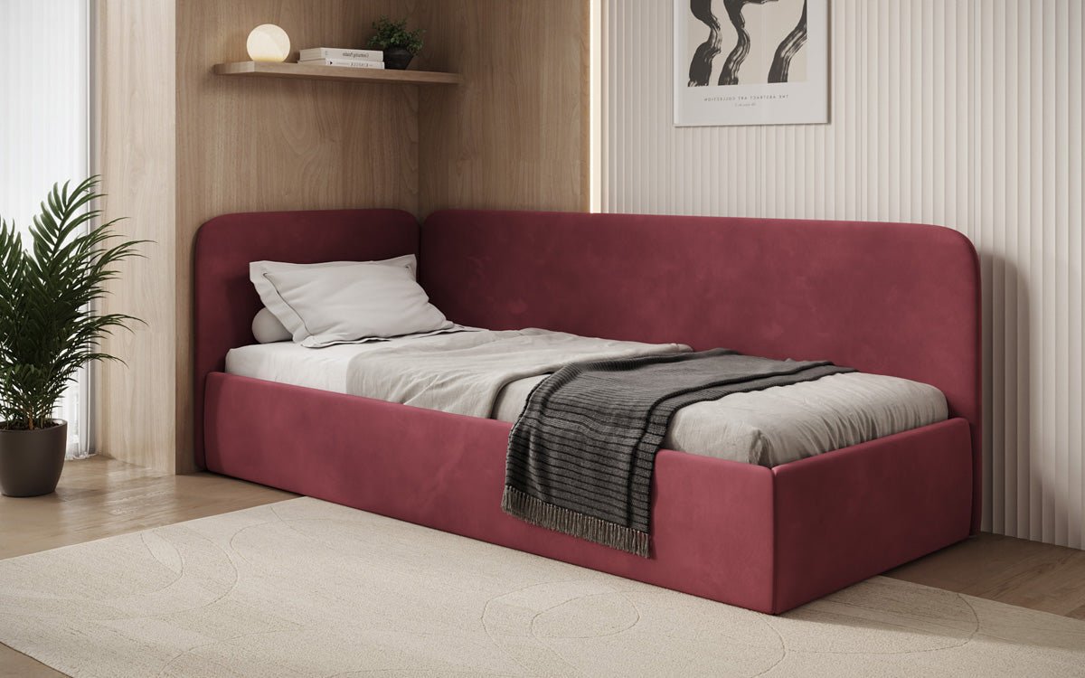 Designer-Polsterbett/Gaaschtbett/Sofa Cleo mat Stauraum