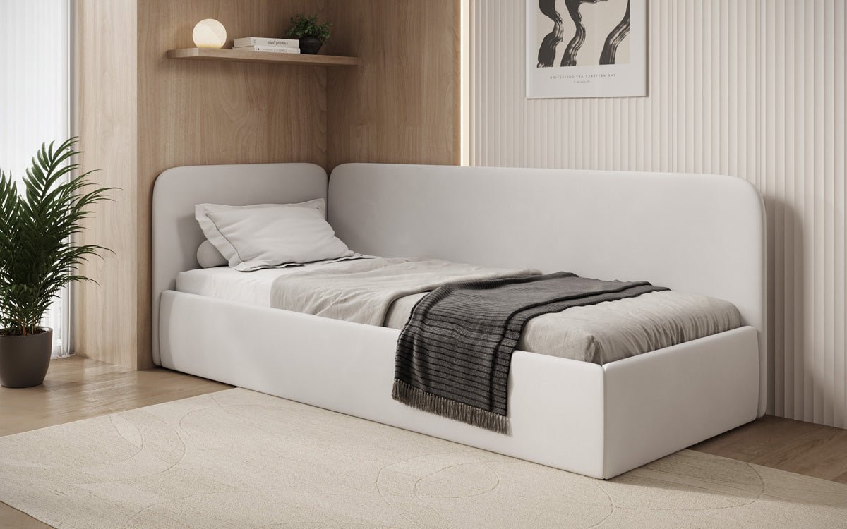 Designer-Polsterbett/Gaaschtbett/Sofa Cleo mat Stauraum