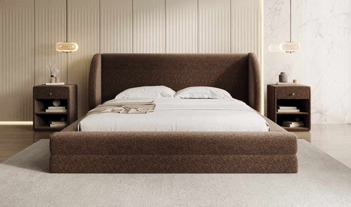 Designer-Polsterbett Liv aus Strukturstoff mat Stauraum