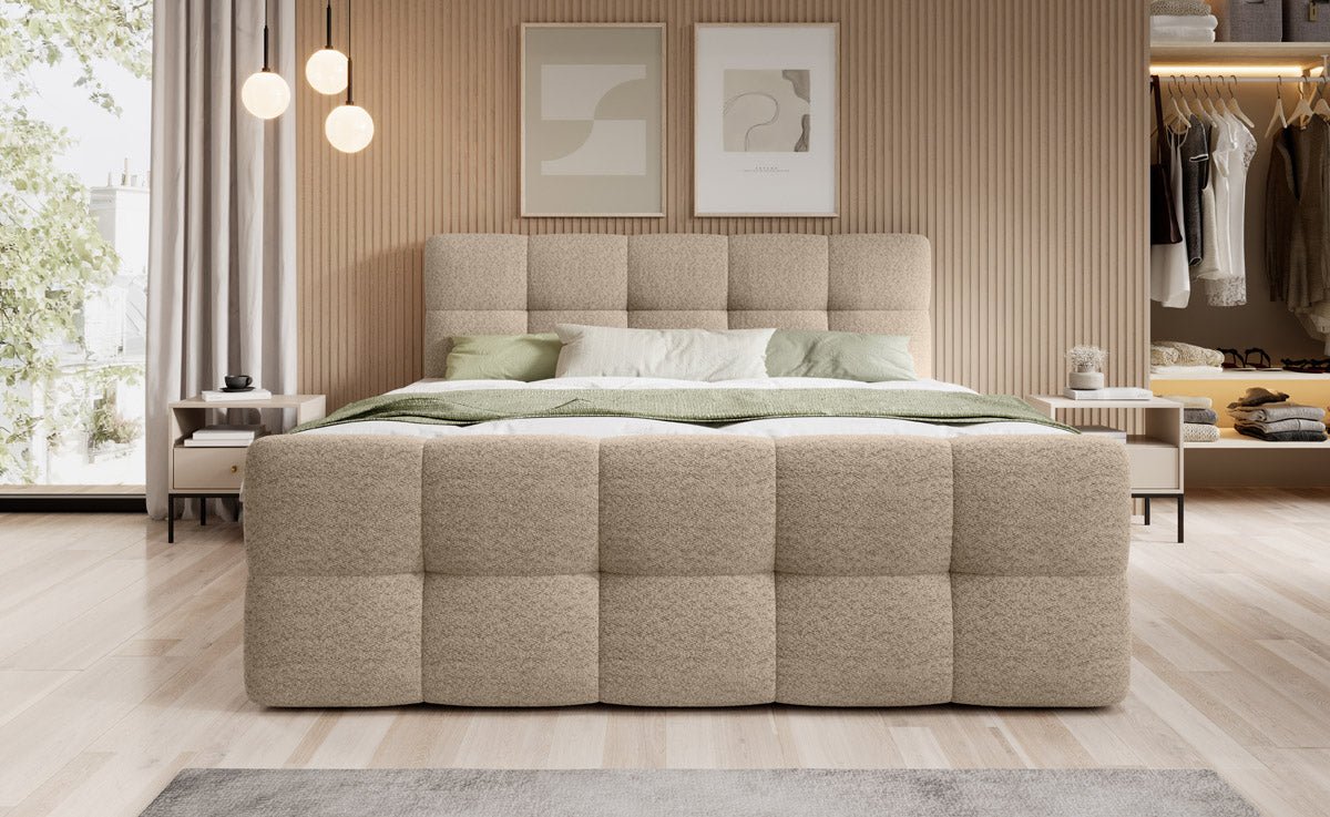 Boxspringbett Cozy Bouclé mat Stauraum