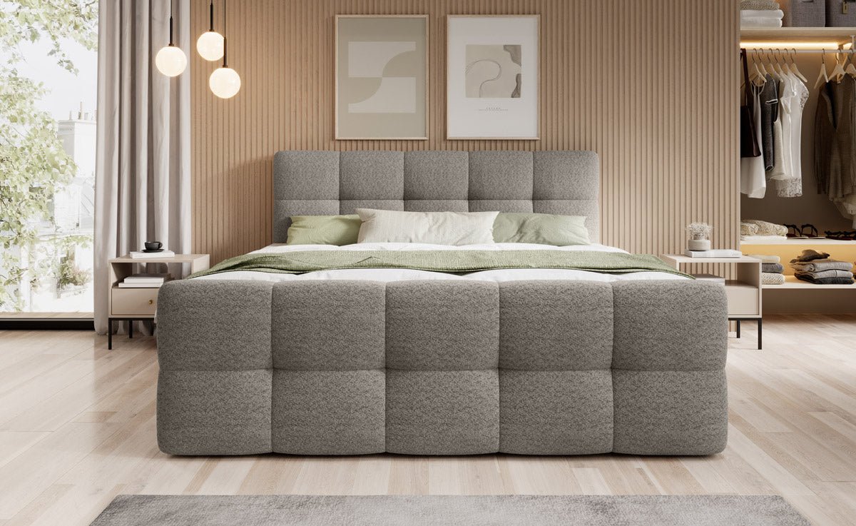 Boxspringbett Cozy Bouclé mat Stauraum