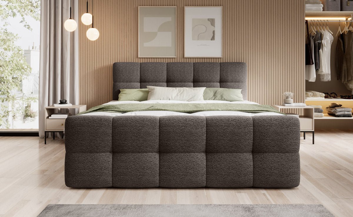 Boxspringbett Cozy Bouclé mat Stauraum