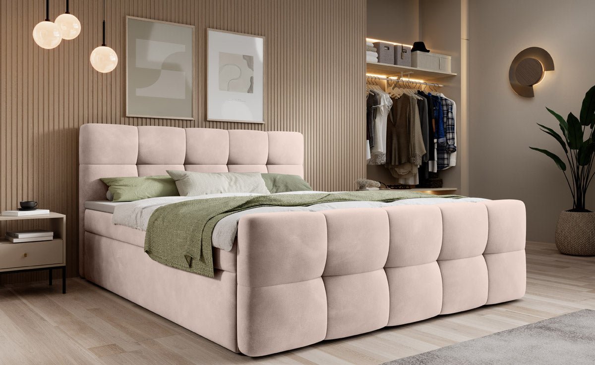 Boxspringbett Cozy Samt mat Stauraum