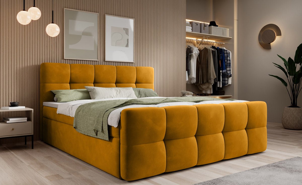 Boxspringbett Cozy Samt mat Stauraum