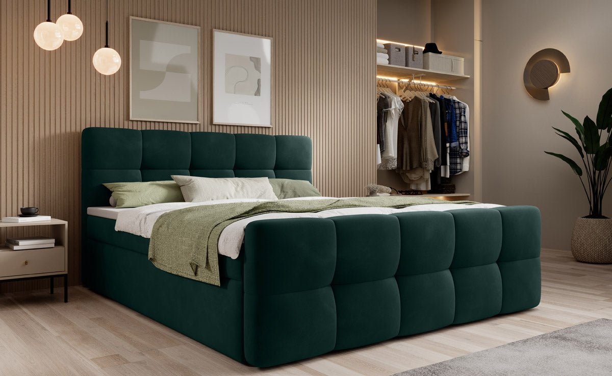Boxspringbett Cozy Samt mat Stauraum