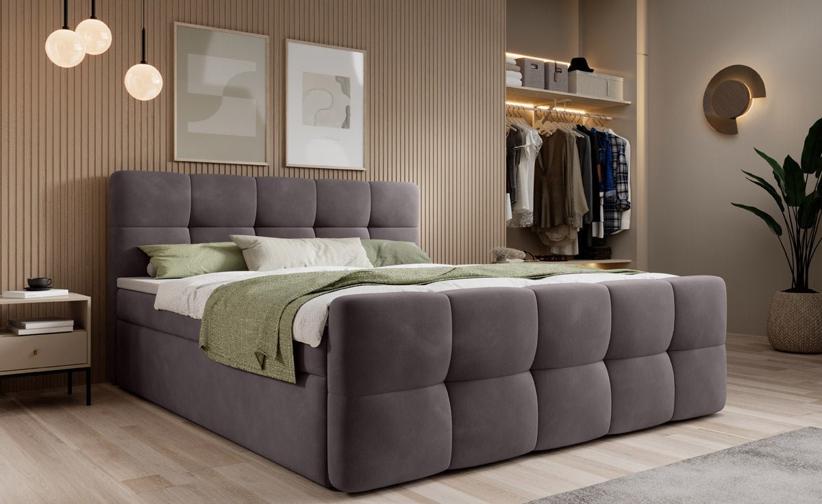 Boxspringbett Cozy Samt mat Stauraum