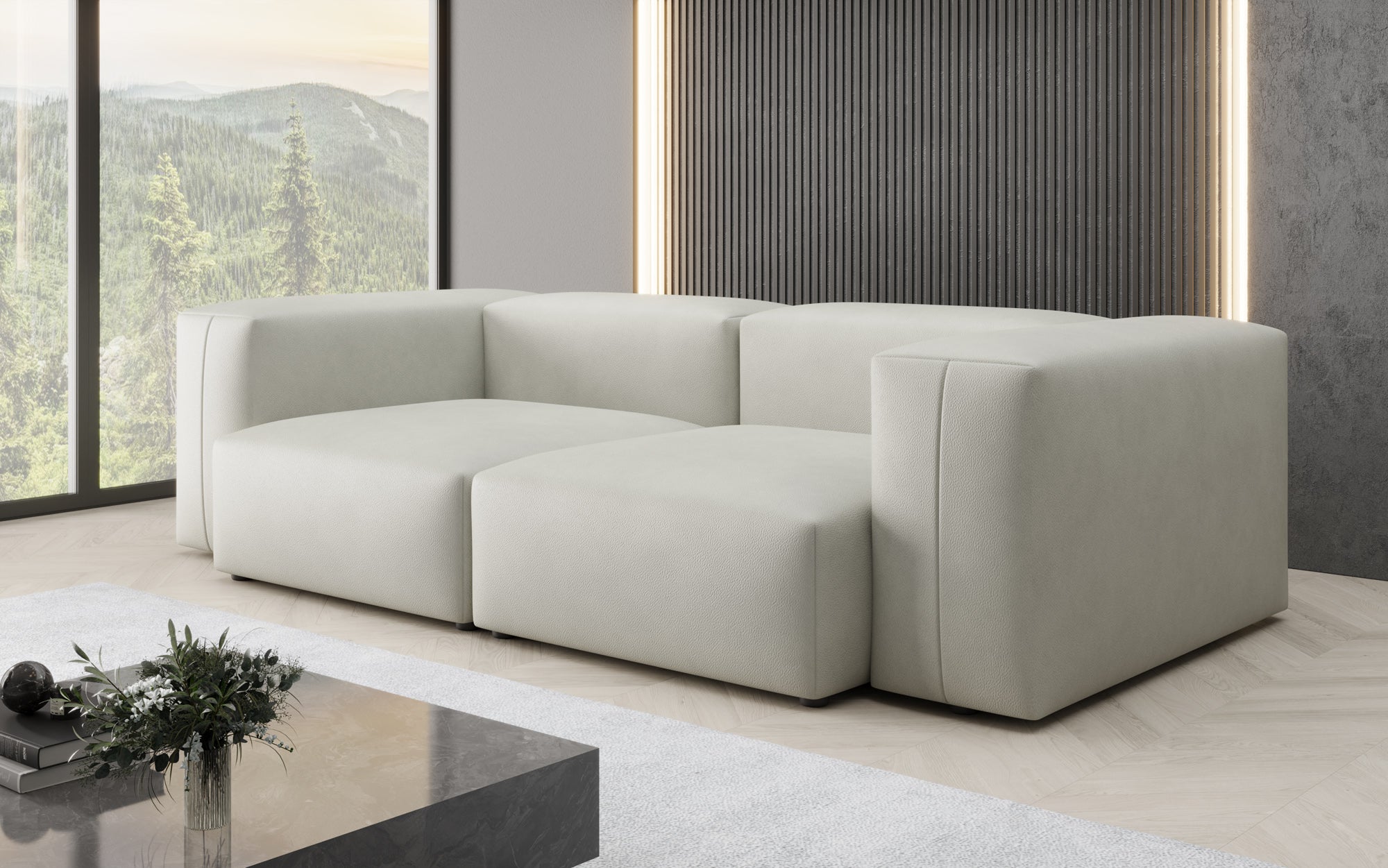 Designer 2 Sëtz Sofa Snug a Echtleder