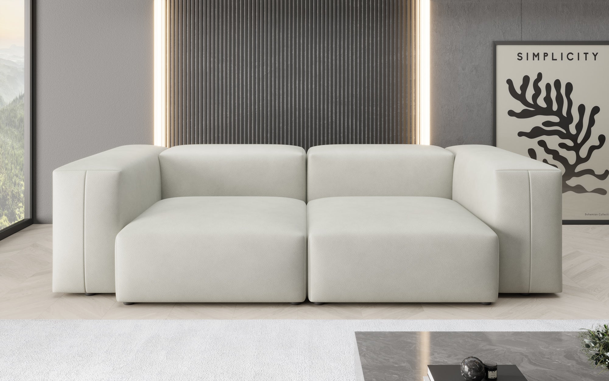 Designer 2 Sëtz Sofa Snug a Echtleder
