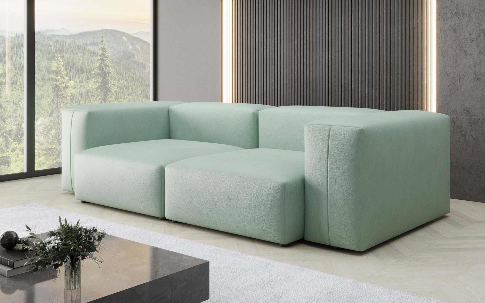 Designer 2 Sëtz Sofa Snug a Echtleder