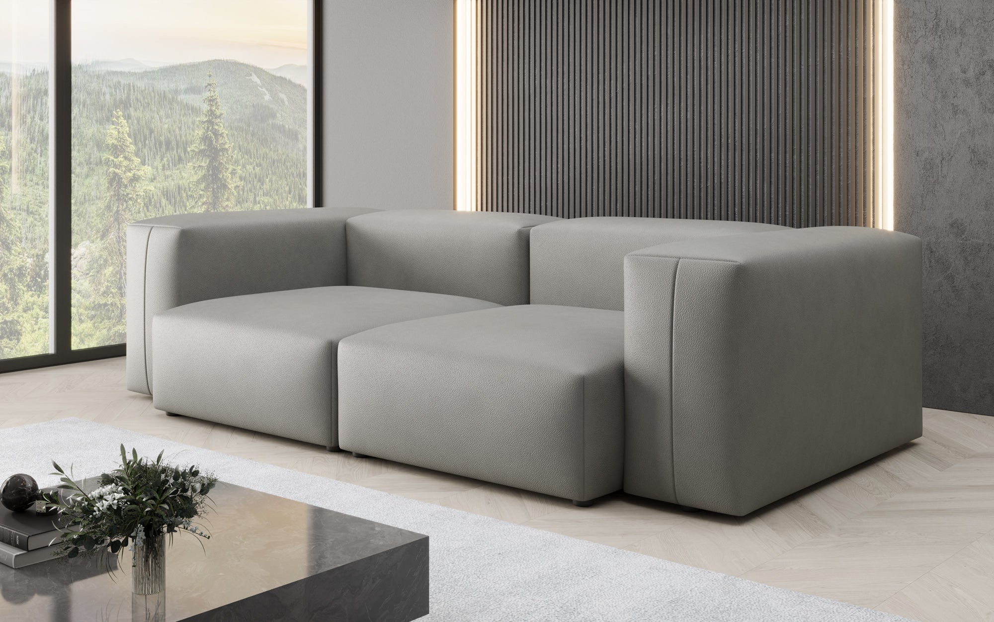 Designer 2 Sëtz Sofa Snug a Echtleder