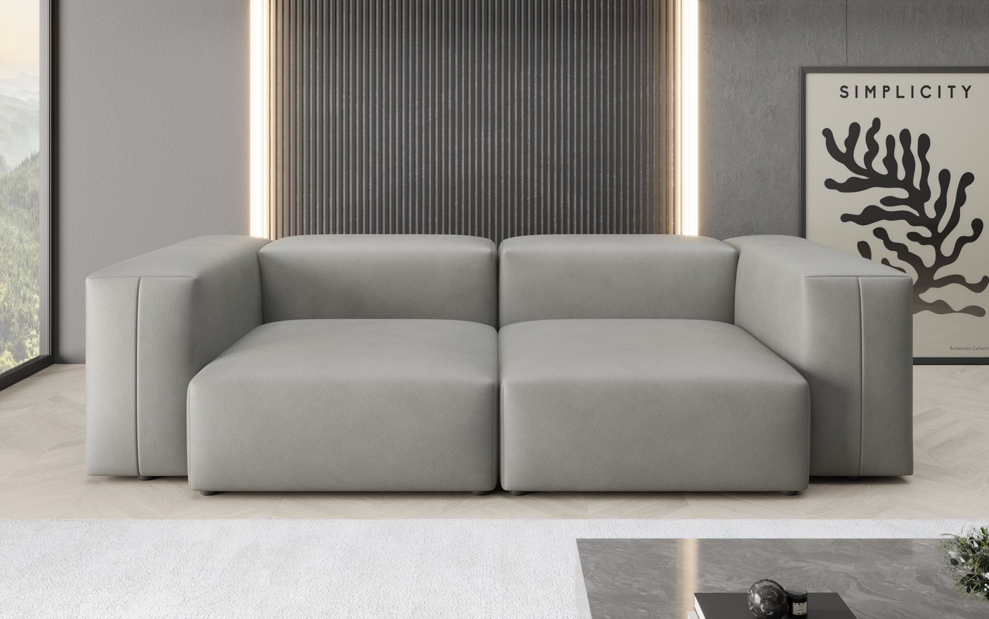 Designer 2 Sëtz Sofa Snug a Echtleder
