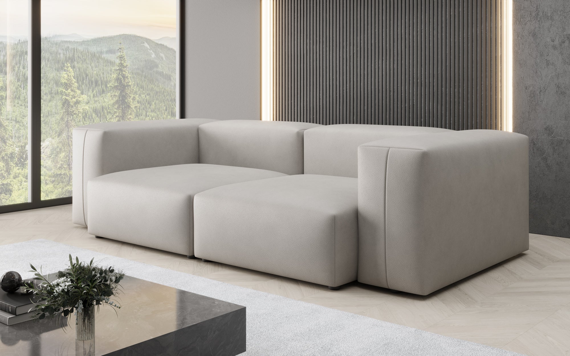 Designer 2 Sëtz Sofa Snug a Echtleder