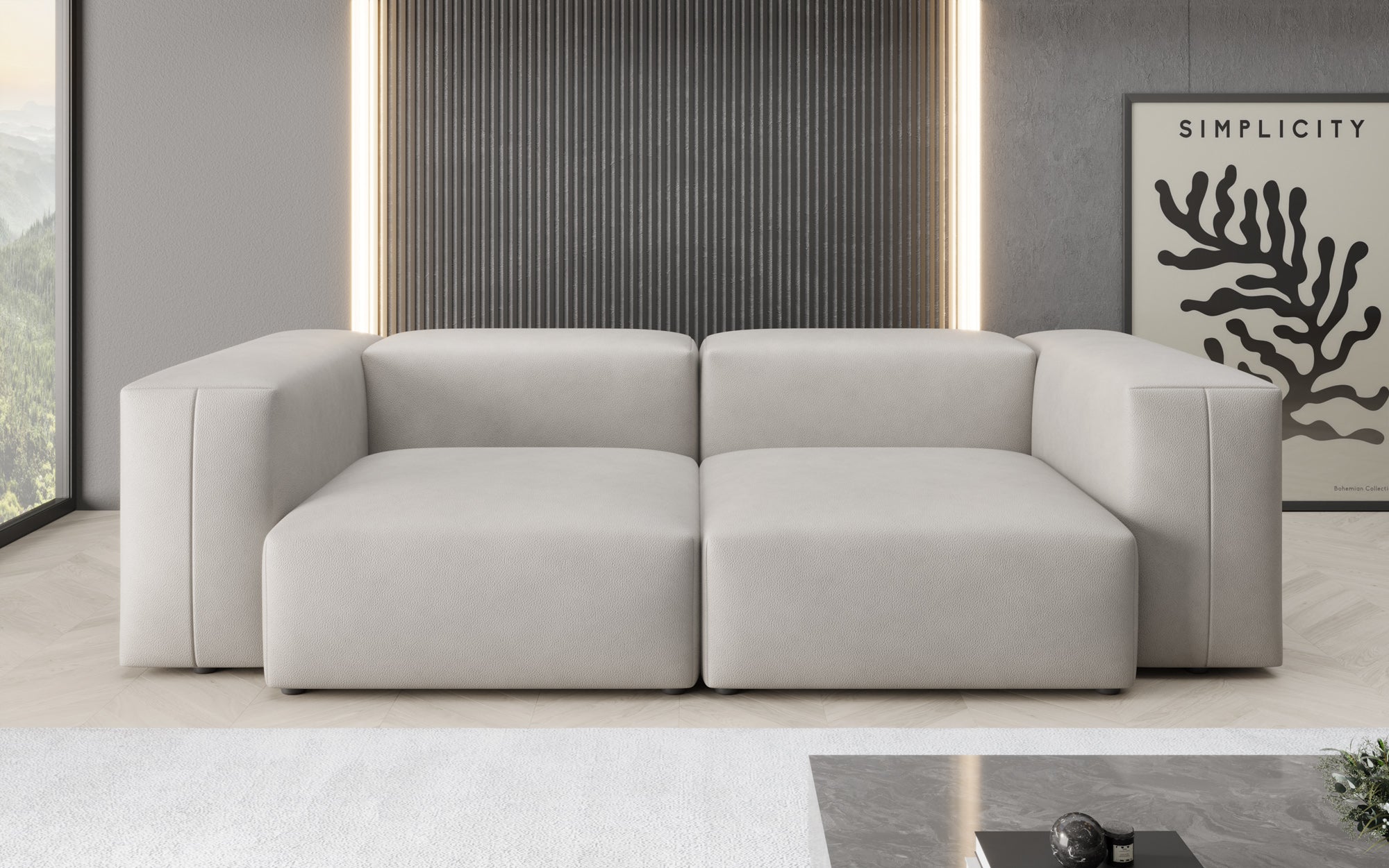 Designer 2 Sëtz Sofa Snug a Echtleder