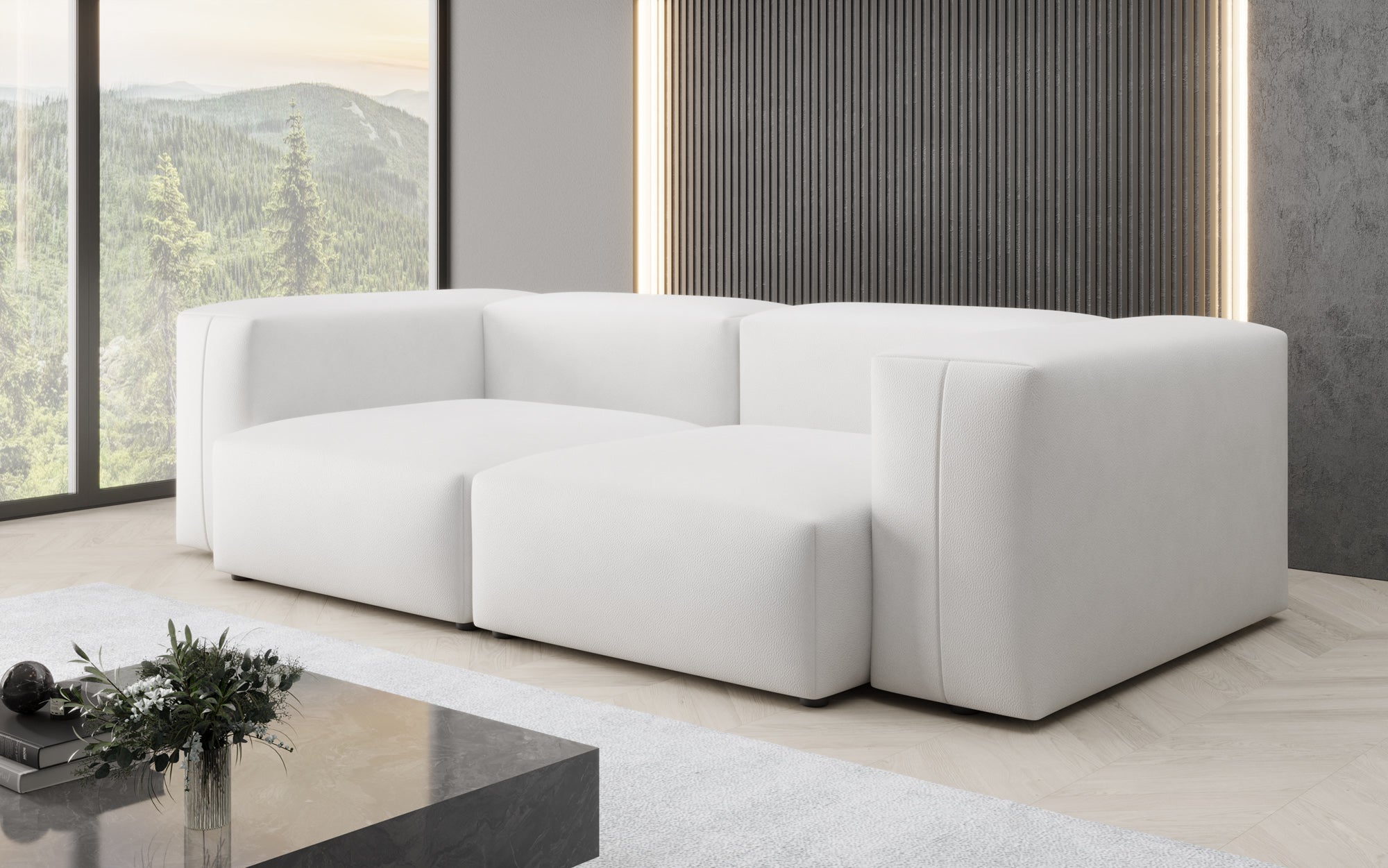 Designer 2 Sëtz Sofa Snug a Echtleder
