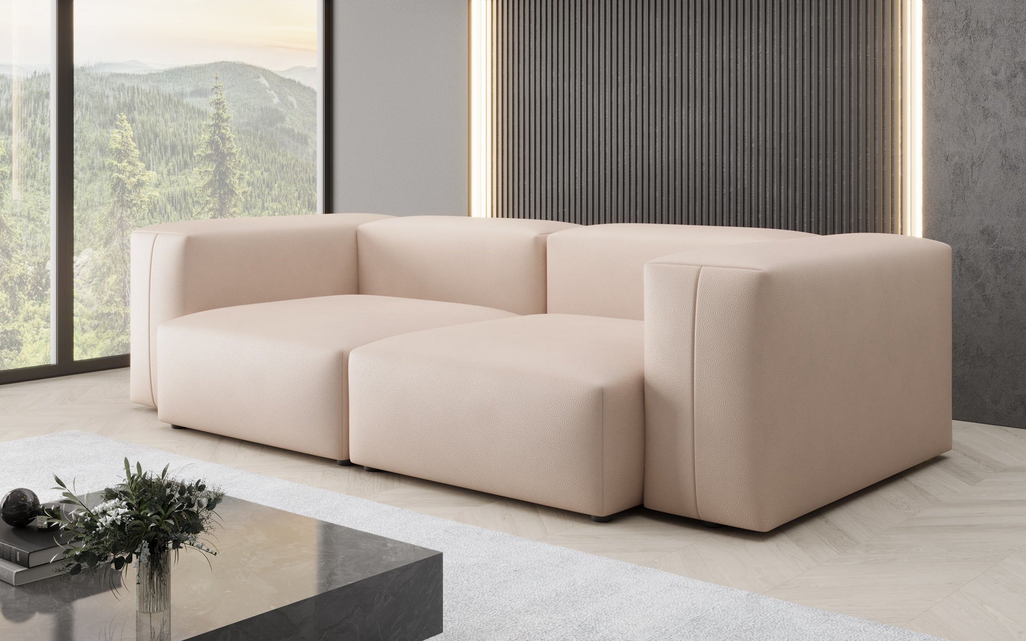 Designer 2 Sëtz Sofa Snug a Echtleder