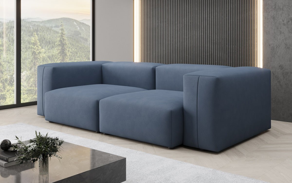 Designer 2 Sëtz Sofa Snug am Stoff