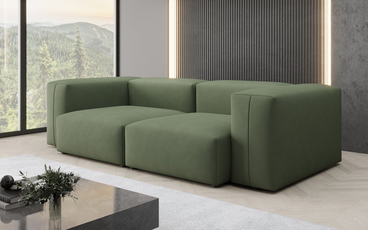 Designer 2 Sëtz Sofa Snug am Stoff
