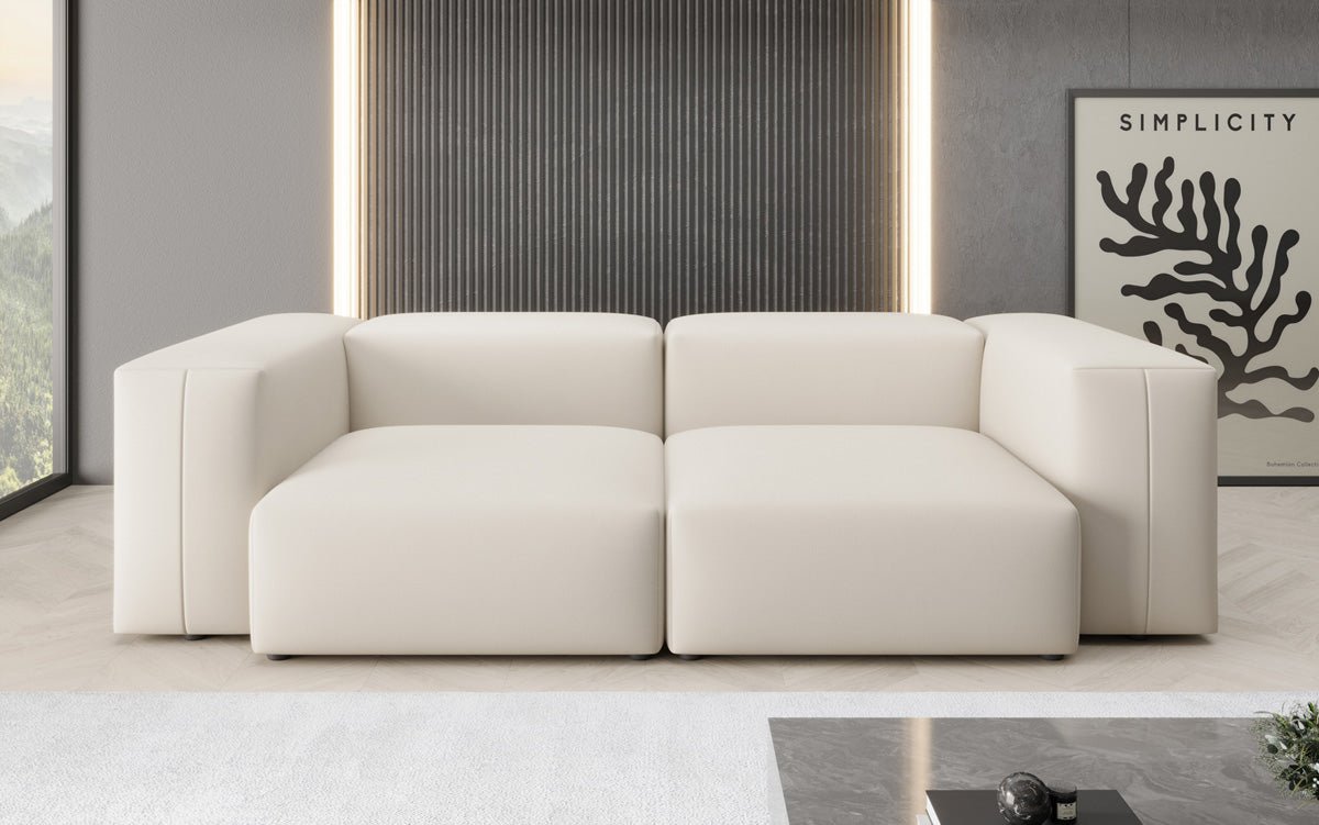 Designer 2 Sëtz Sofa Snug am Stoff