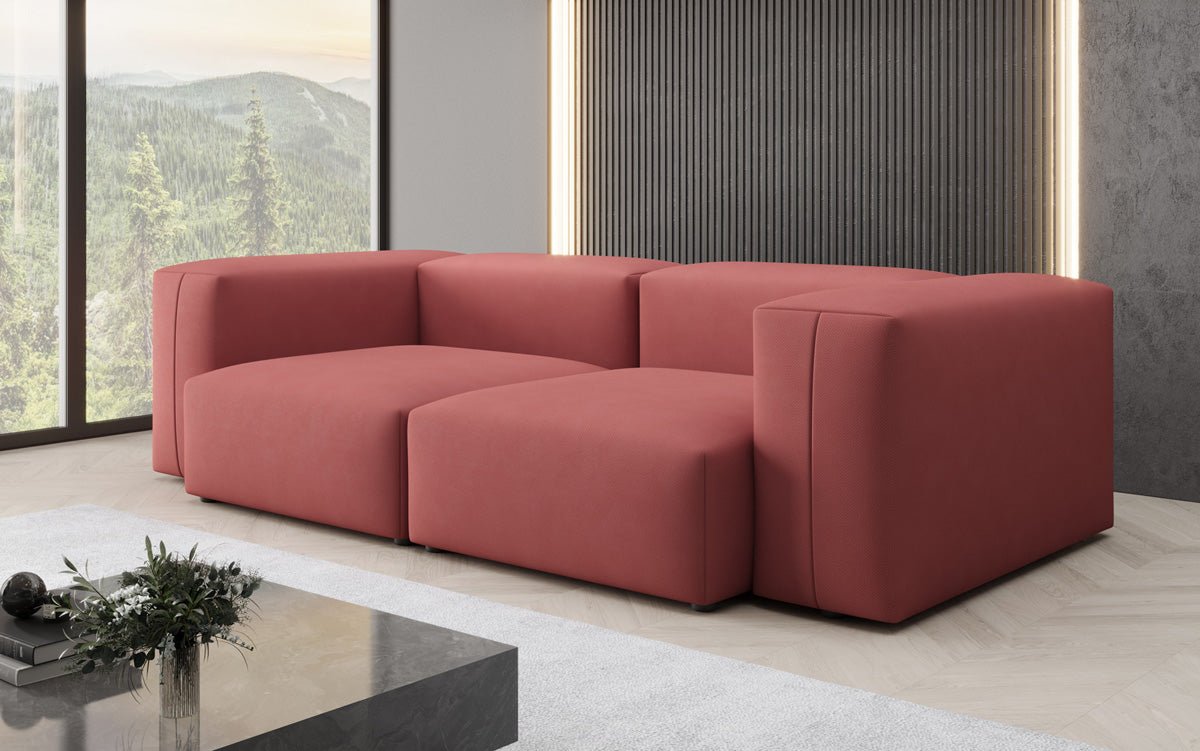 Designer 2 Sëtz Sofa Snug am Stoff