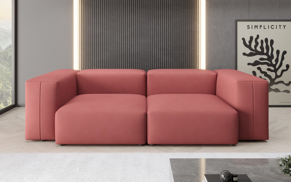 Designer 2 Sëtz Sofa Snug am Stoff