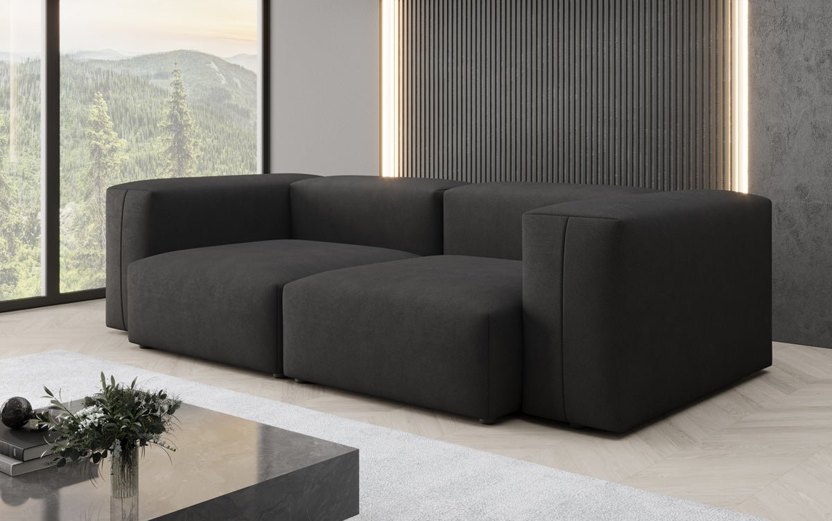 Designer 2 Sëtz Sofa Snug am Stoff
