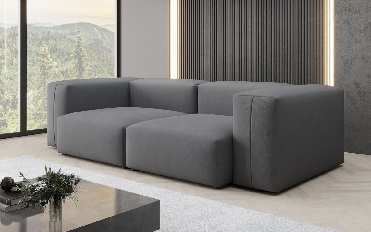 Designer 2 Sëtz Sofa Snug am Stoff